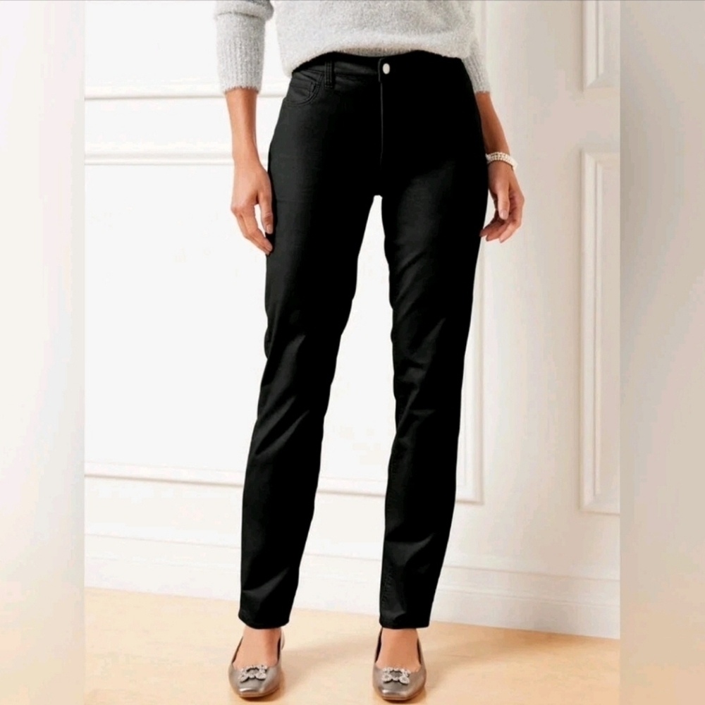 Talbots Black Velveteen Straight Leg Pant Women's Size 4 Petite